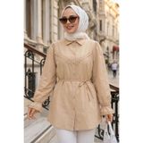 N.S NEVA STYLE Dantel Detaylı Bej Tesettür Tunik 30341BEJ