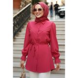N.S NEVA STYLE Dantel Detaylı Fuşya Tesettür Tunik 30341F