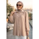 N.S NEVA STYLE Düğmeli Bej Tesettür Tunik 10693BEJ