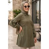 N.S NEVA STYLE Düğmeli Çağla Yeşili Tesettür Tunik 20377CY
