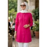 N.S NEVA STYLE Düğmeli Fuşya Tesettür Tunik 11751F