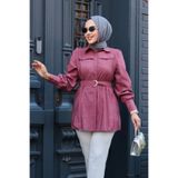 N.S NEVA STYLE Düğmeli Gül Kurusu Tesettür Gömlek 19028GK