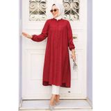 N.S NEVA STYLE Düğmeli Kırmızı Tesettür Tunik 5642K