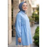 N.S NEVA STYLE Düğmeli Mavi Tesettür Tunik 20377M