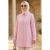 N.S NEVA STYLE Düğmeli Pembe Çilek Kumaş Tesettür Tunik 11201P