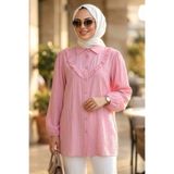 N.S NEVA STYLE Düğmeli Pembe Tesettür Tunik 10693P