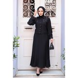 N.S NEVA STYLE Düğmeli Siyah Tesettür Etekli İkili Takım 44741S