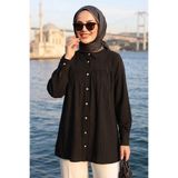 N.S NEVA STYLE Düğmeli Siyah Tesettür Tunik 10682S