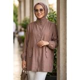 N.S NEVA STYLE Fermuarlı Camel Tesettür Tunik 15291C