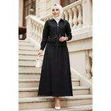 N.S NEVA STYLE Fermuarlı Siyah Tesettür Etekli İkili Takım 44751S