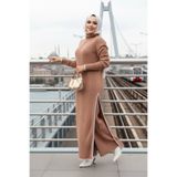 N.S NEVA STYLE Fitilli Camel Tesettür Triko İkili Takım 35971C
