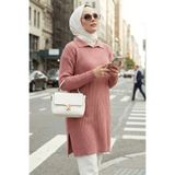 N.S NEVA STYLE Fitilli Gül Kurusu Tesettür Triko Tunik 65903GK