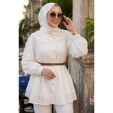 N.S NEVA STYLE Güpürlü Beyaz Tesettür Tunik 41755B