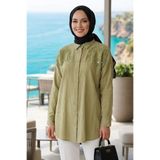 N.S NEVA STYLE İnci Nakışlı Açık Haki Tesettür Tunik 10092AHK
