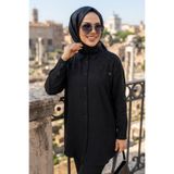 N.S NEVA STYLE İnci Nakışlı Siyah Tesettür Tunik 10092S