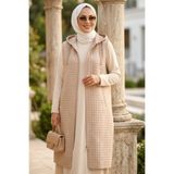 N.S NEVA STYLE Kapşonlu Bej Tesettür Yelek 30415BEJ