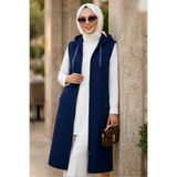 N.S NEVA STYLE Kapşonlu Lacivert Tesettür Yelek 30415L