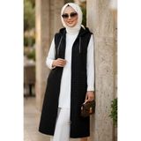N.S NEVA STYLE Kapşonlu Siyah Tesettür Yelek 30415S