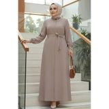 N.S NEVA STYLE Kemerli Bej Tesettür Ferace 26391BEJ