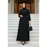 N.S NEVA STYLE Kemerli Siyah Tesettür Ferace 26391S
