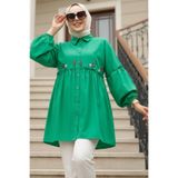 N.S NEVA STYLE Nakış Desenli Açık Yeşil Tesettür Tunik 40603AY
