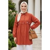 N.S NEVA STYLE Nakış Desenli Kiremit Tesettür Tunik 40603KRMT