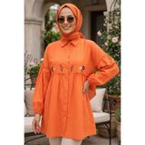 N.S NEVA STYLE Nakış Desenli Turuncu Tesettür Tunik 40603T