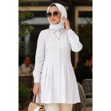 N.S NEVA STYLE Pens Detaylı Beyaz Tesettür Tunik 10500B