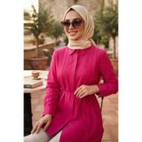 N.S NEVA STYLE Pile Detaylı Fuşya Tesettür Tunik 20273F