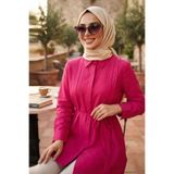 N.S NEVA STYLE Pile Detaylı Fuşya Tesettür Tunik 20273F