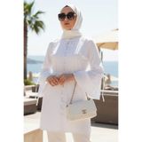 N.S NEVA STYLE Volan Kollu Beyaz Tesettür Tunik 20298B