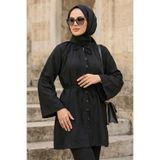 N.S NEVA STYLE Volan Kollu Siyah Tesettür Tunik 20298S