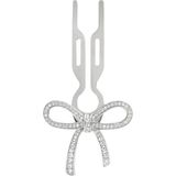 Nº1 Hairpin Ribbon Finish White Gold Swarovski Taşlı Kurdaleli Kadın Saç Tokası - Standart