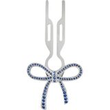 Nº1 Hairpin Ribbon Sapphire Blue Finish White Gold Swarovski Taşlı Kurdeleli Kadın Saç Tokası - Standart