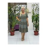N10337 İtalyan İpek Elbise Haki