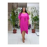 N231344 İtalyan Keten Elbise Pembe