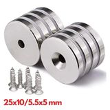 N35 25x10/5.5x5 Mm Neodyum Mıknatıs 500 Adet, Yuvarlak, Nikel Kaplamalı Kaliteli ve Dayanıklı Ürün