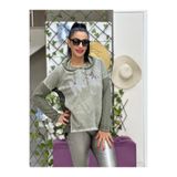 N589352 İtalyan 'Hey' Leopar Detay Kapüşonlu Bluz Haki
