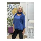 N803461 İtalyan Leopar Fularlı Bluz Saks