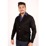 nacar çarşı Erkek Ince Yün Triko Örgü Baba Siyah Hırka