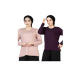 nacar çarşı KADIN ANNE PENYE 2'Lİ Likralı Uzun Kol Önü Desenli Anne Penye Bluz Anneler Günü Özel Gün (2 ADET)