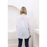 Nacar Çarşı Kadın Düz Renk Keten Rahat Kesim Oversize Uzun Basic Gömlek - 001-Beyaz - 42