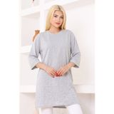 nacar çarşı Kadın Gri Oversize Tunik Tişört – Yarım Kollu, Yuvarlak Yaka, Rahat Kesim