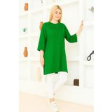 nacar çarşı Kadın Mint Yeşili Oversize Tunik Tişört – Yarım Kollu, Yuvarlak Yaka, Rahat Kesim