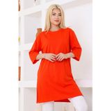 nacar çarşı Kadın Nar Çiçeği Oversize Tunik Tişört – Yarım Kollu, Yuvarlak Yaka, Rahat Kesim