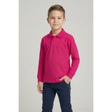 Nacar Çarşı Unisex Çocuk Fuşya Lakost Polo Yaka Uzun Kollu Okul Tişörtü - 6 Yaş