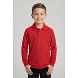 Nacar Çarşı Unisex Çocuk Kırmızı Lakost Polo Yaka Uzun Kollu Okul Tişörtü - 2XL