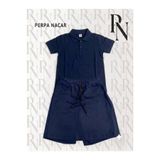 Nacar Okul Formaları Polo Yaka Kısa Kollu T-Shirt ve Beli Lastikli Ayarlanabilir İpli Şort&Etek Kombini