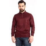Nacar Store Erkek Bordo Ince Yün Triko Örgü Polo Yaka Baba Kazak - 4XL