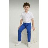 Nacar Store Erkek Çocuk 23 Nisan 29 Ekim Gösteri Kıyafeti Kısa Kol Gömlek ve Içten Bel Ayarlamalı Pantolon Takım - 8 Yaş - Beyaz - Saks Mavisi